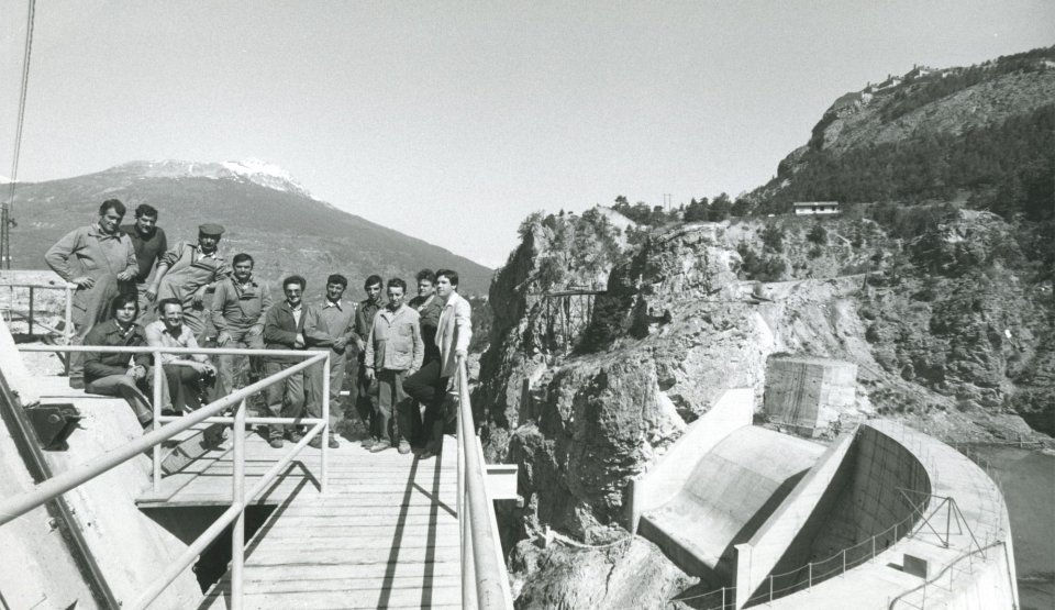 Ouvriers sur le barrage de Pont Baldy